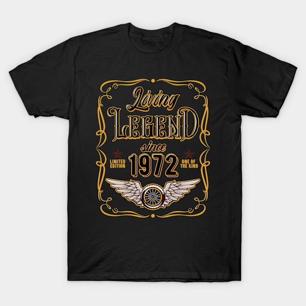 48th Birthday Gift For Men Women Living Legend Since 1972 T-Shirt by RW